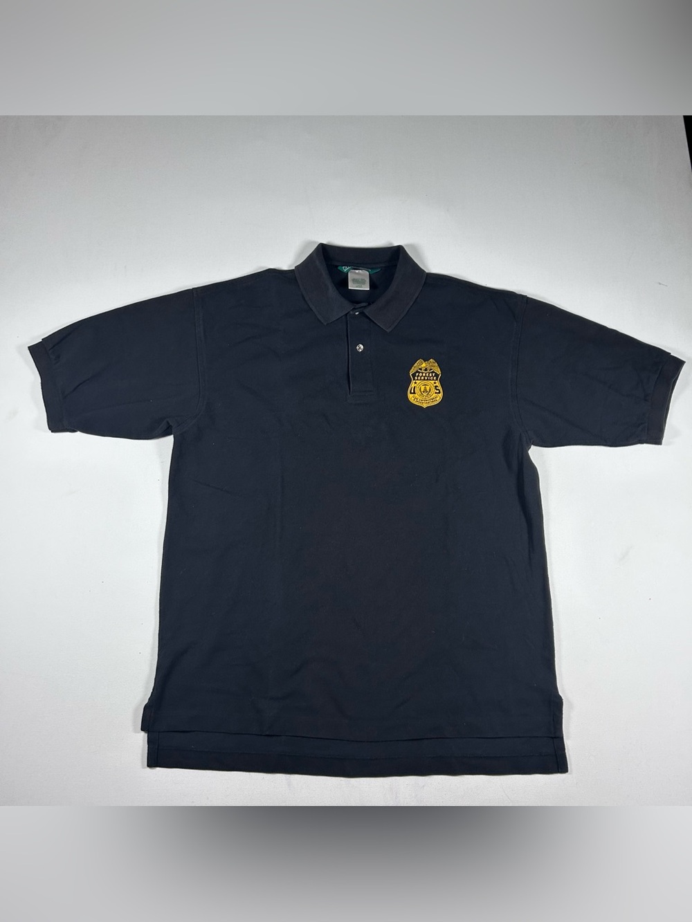 Vintage US Forest Service Police Polo Shirt Official Badge Detective USA Mens L